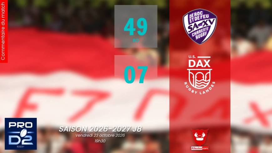PROD2 2026-2027 J8 : ANGOULEME - DAX
