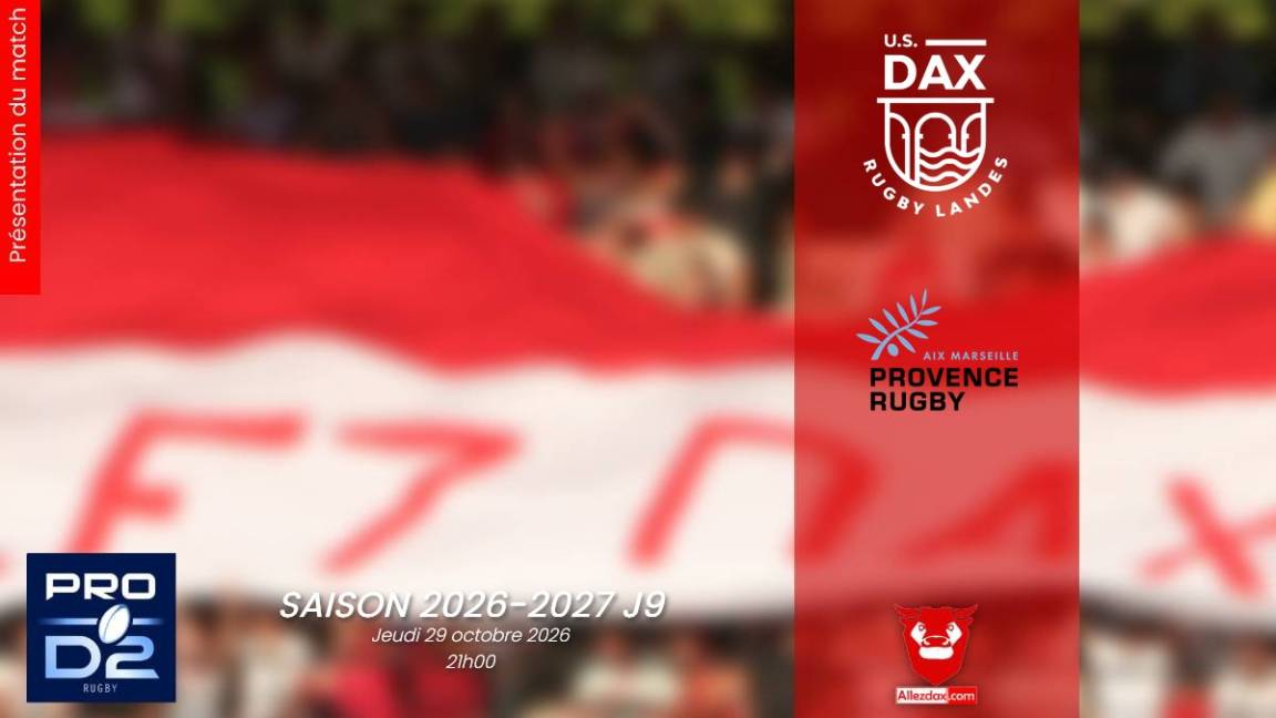 PROD2 2026-2027 J9 : DAX - PROVENCE RUGBY